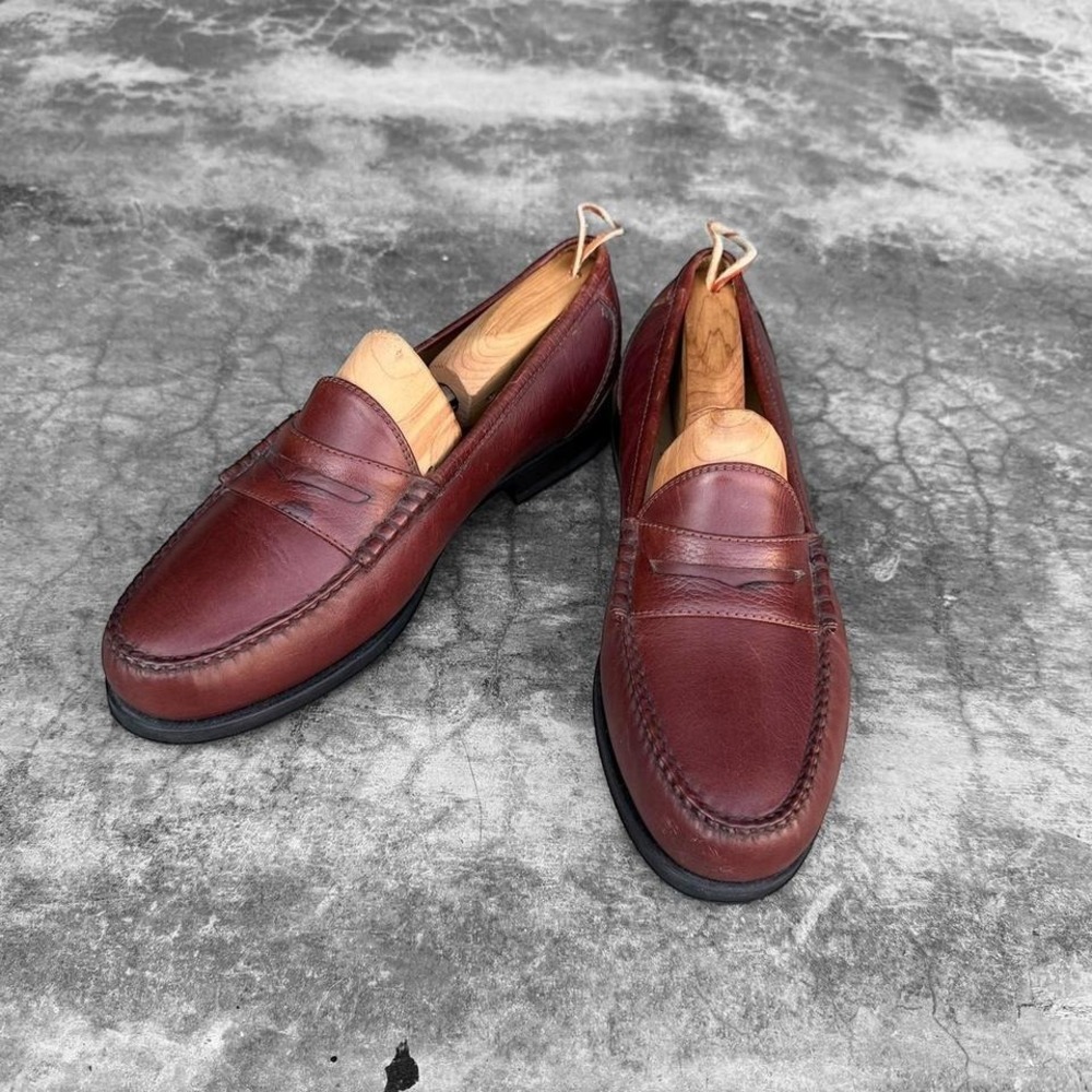 Vintage 90's Rockport burnt orange leather penny loafers slip on dress shoes